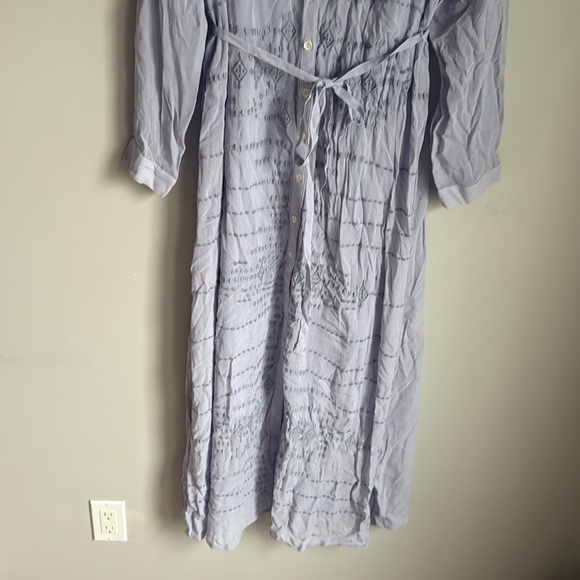 NEW Soft Surroundings Mallorca Sheer Belted Button Maxi Dress Blue Mist XL - Picture 4 of 12